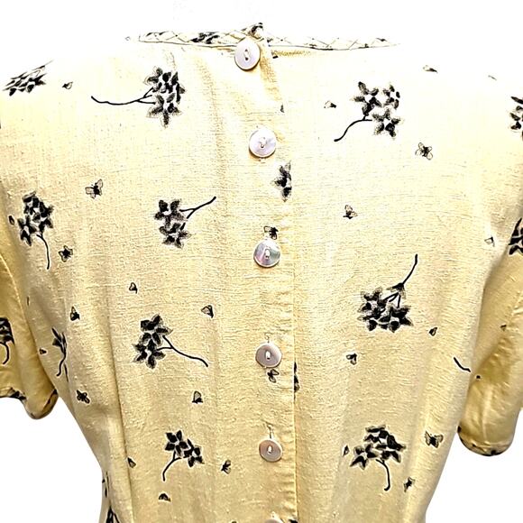 Sweet Jessie Vintage Womans Two Pattern Short Sleeve Linen Blend Dress Size MP - Picture 8 of 12